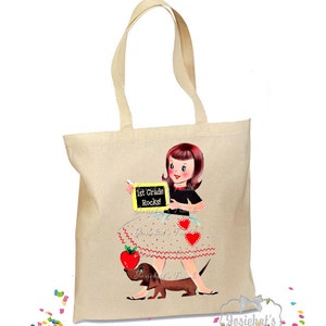 Personalized Teacher Tote Bag: Vintage School Design, Canvas Gift