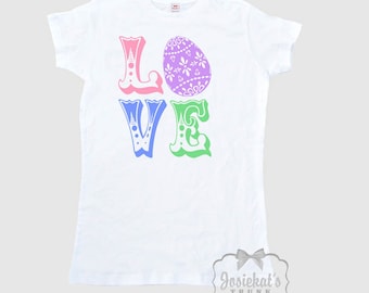 Easter LOVE Shirt - Women's Easter T Shirt - Easter Egg Adult Tee - Misses Easter Tshirt - Pastel Easter Ladies - Womens Size S M L Xl 2Xl