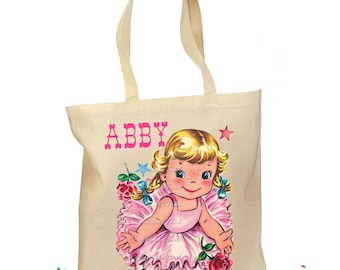 Sac de ballet personnalisé : fourre-tout en toile ballerine vintage - Couleur de cheveux au choix