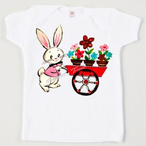 Ostern Hase t "Blumenwagens" benutzerdefinierte Größe Tshirt Retro T-Shirt Vintage personalisiert