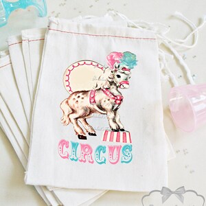 Circus Favor Bags Assortment Circus Girly Colors Goodie Bag Childrens Party Circus Pink Vintage Custom Dozen 4X6 12 count or 6X8 image 2