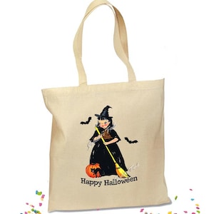 Personalized Halloween Tote: Retro Sweet Witch Candy Bag