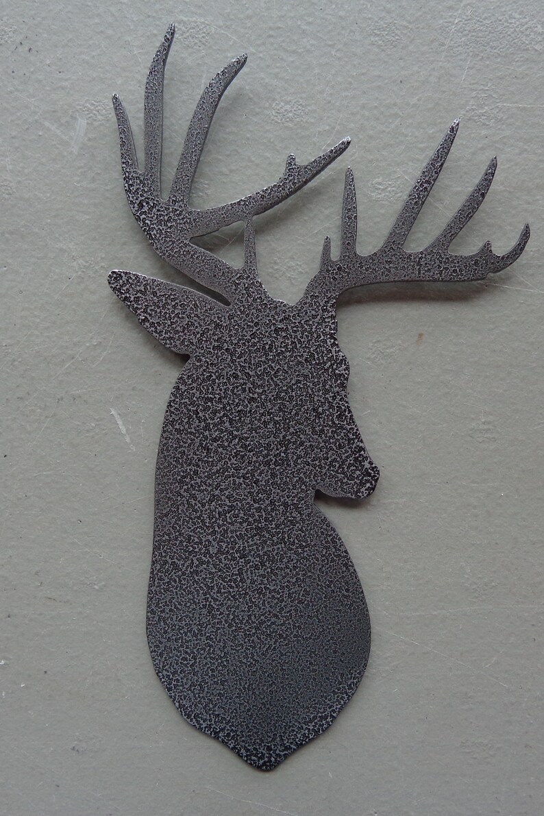 Small Buck Deer Head Silhouette Plasma Cut Metal Wall Art Etsy