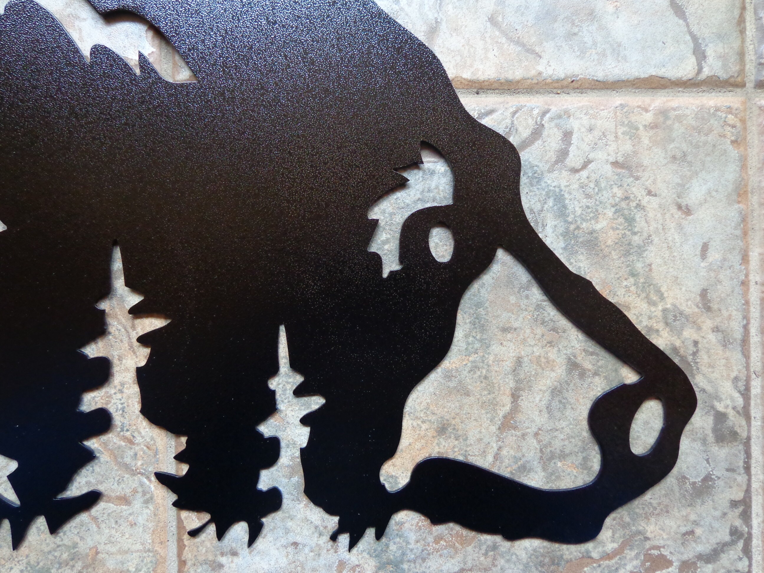 New Bear Head Wall Art Plasma Cut Metal Black Hammered Finish Etsy