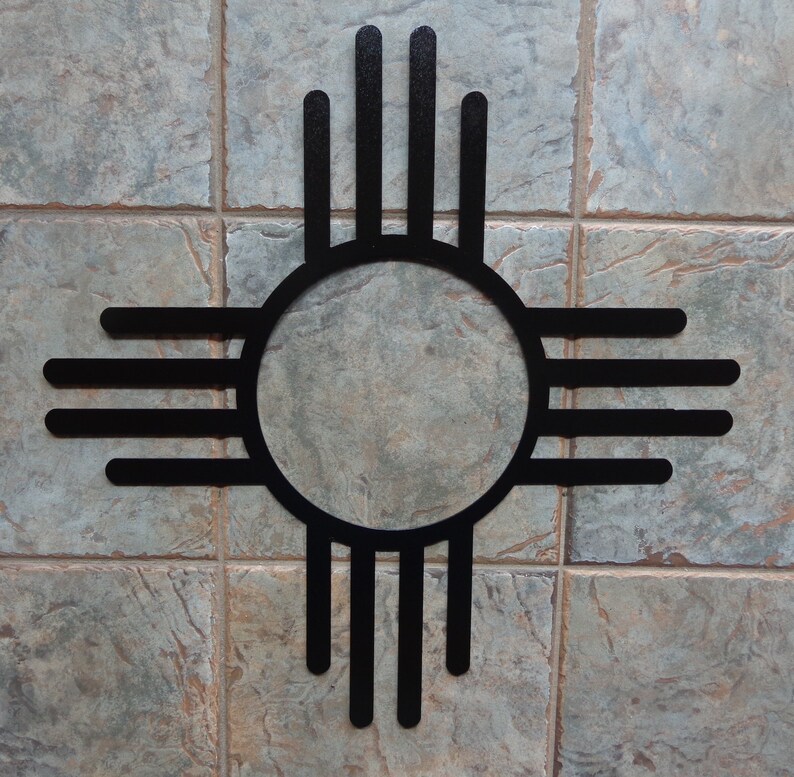 Zia Cross Sun Symbol Plasma Cut Metal Wall Art 24 Black Etsy