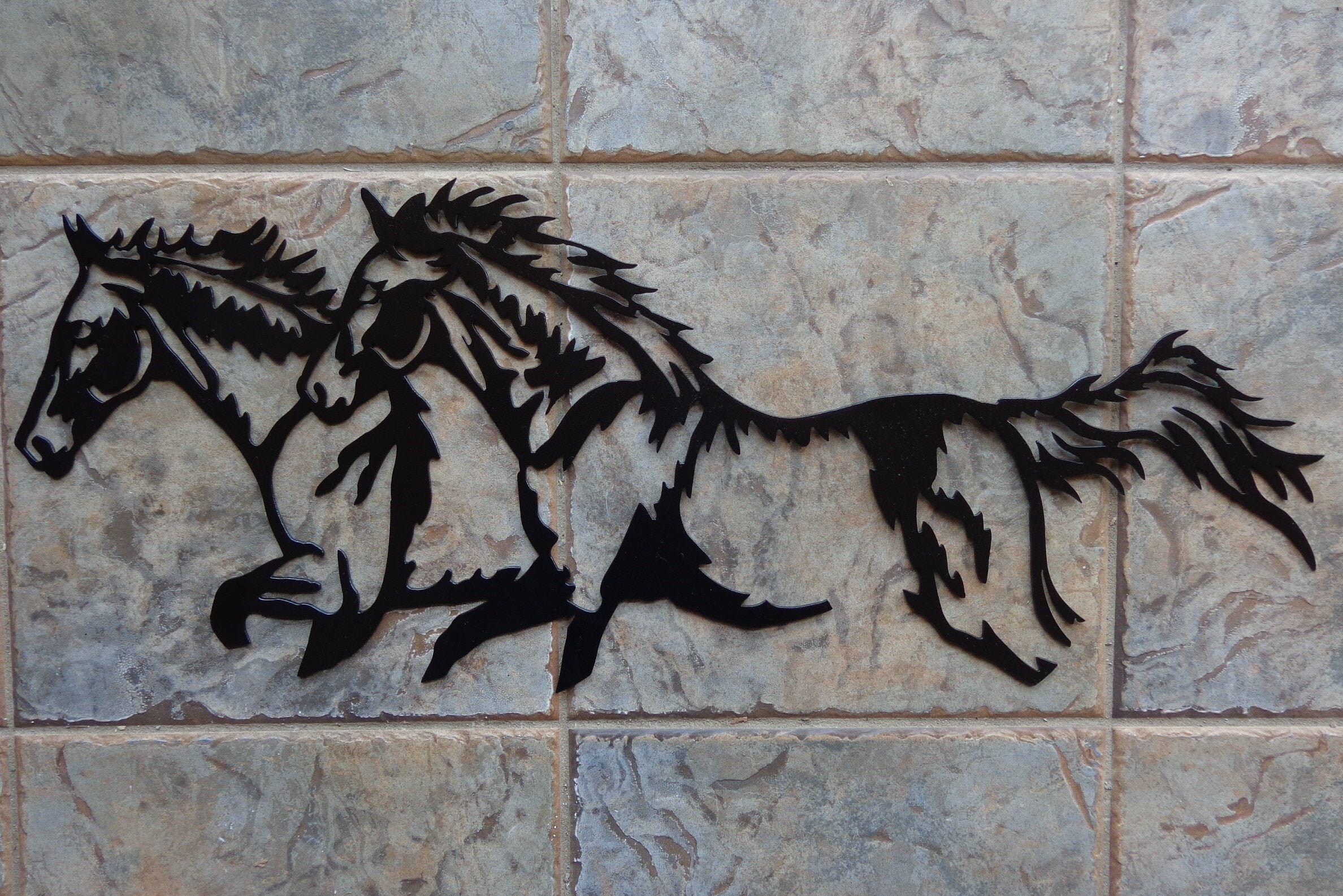 New Running Horses Plasma Cut Metal Wall Art 28 W X Etsy