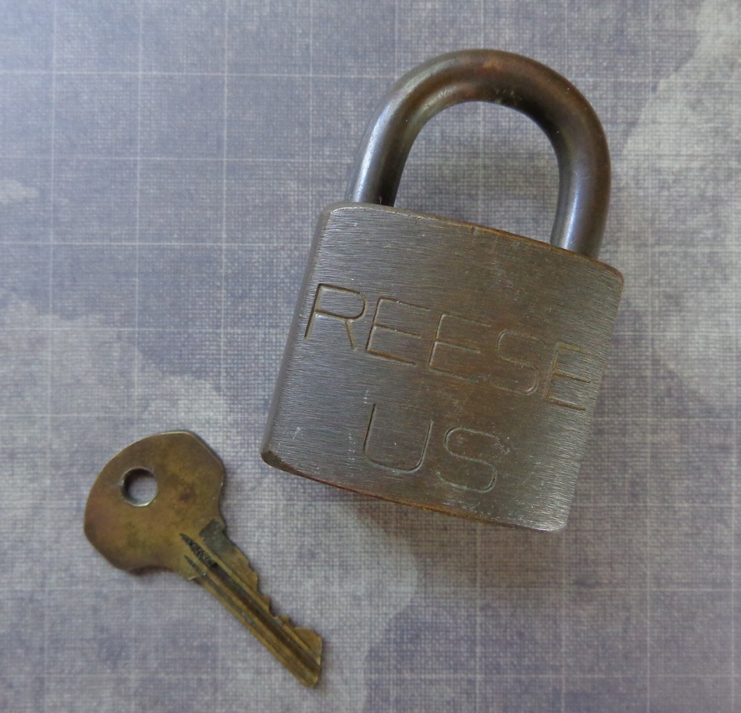 Vintage Reese U.S. Brass Padlock With Key Etsy