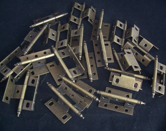 Set of 20 (10 Pair) New Antique Brass Non-Mortise Minaret Finial Cabinet Hinges