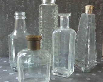 Vintage Lot of 5 Clear Glass Bottles One Charles of the Ritz Perfume Bottle