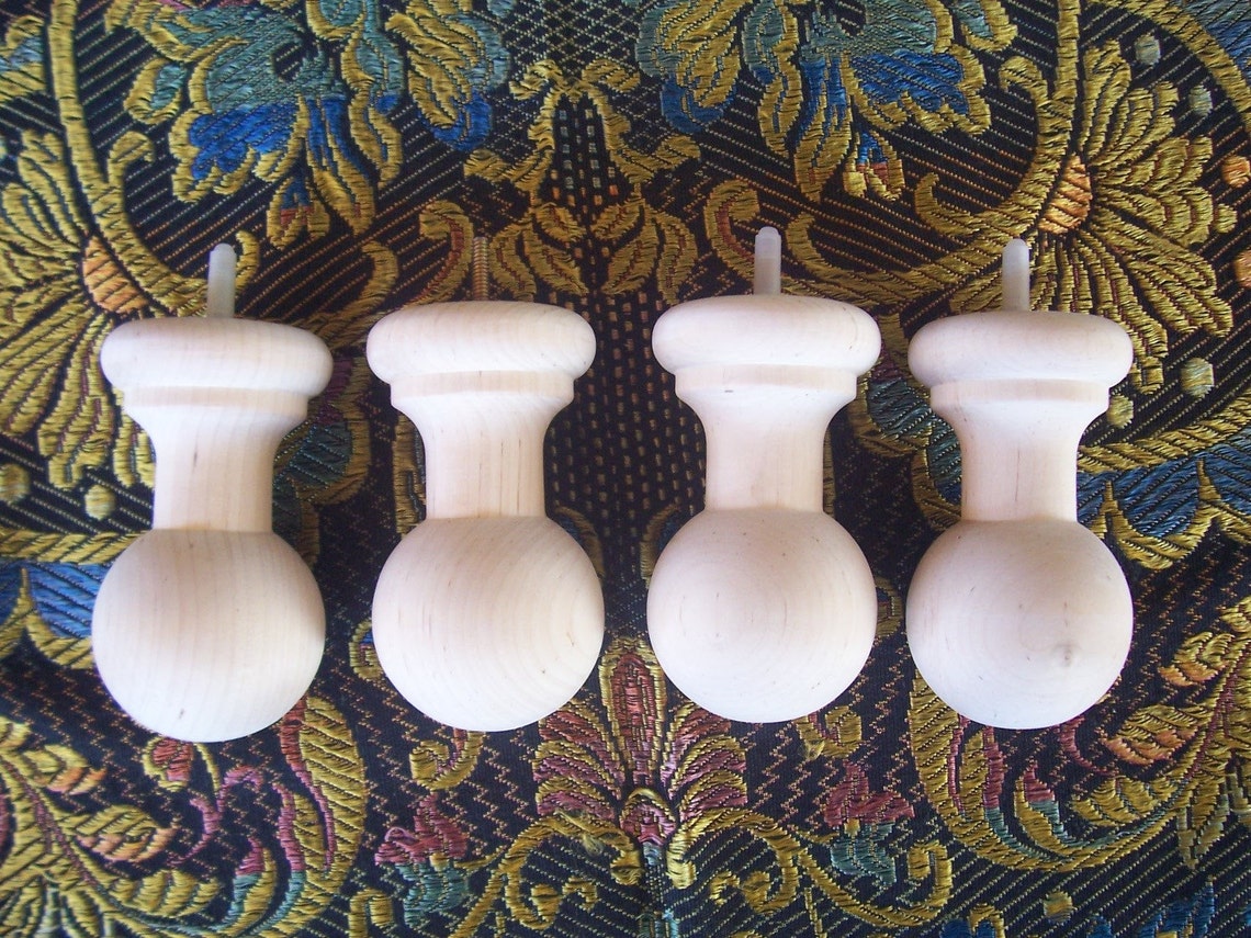 Set of 4 New 5 Turned Unfinished Wood Ball Furniture Etsy