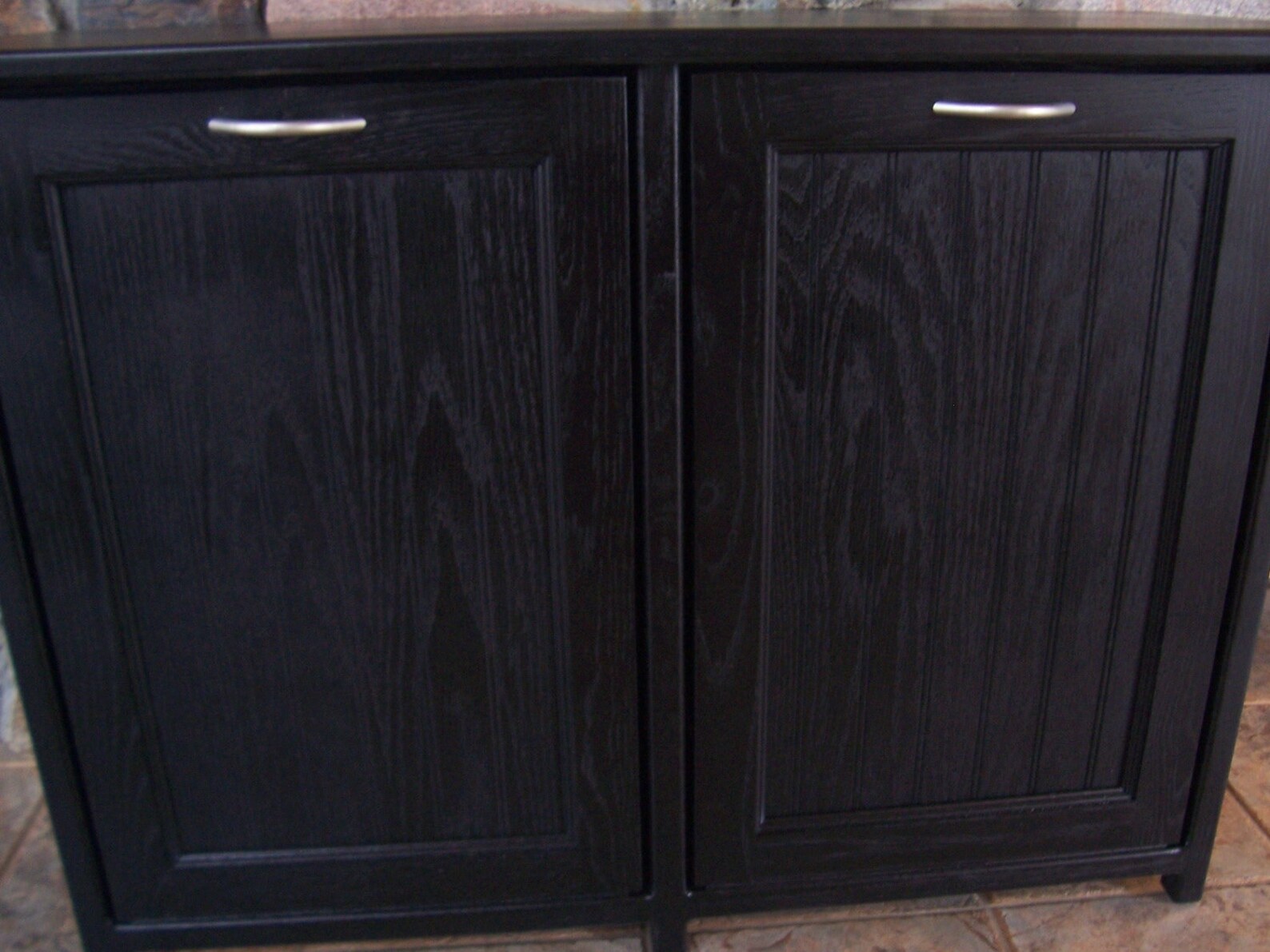 New Black Painted Wood Double Trash Bin Garbage Can Etsy