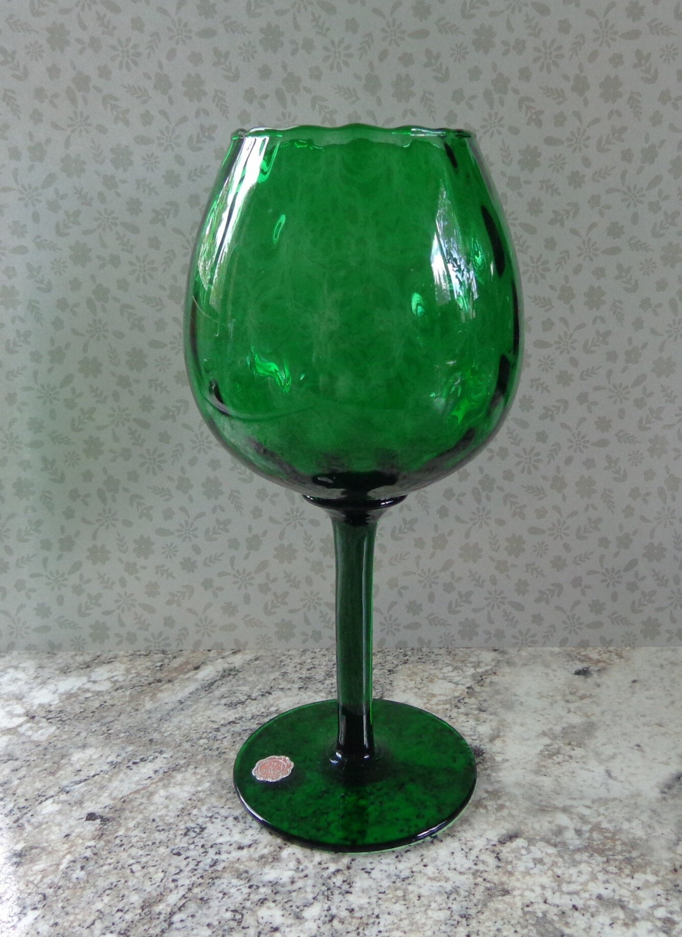 solhui vintage green wave glass goblets