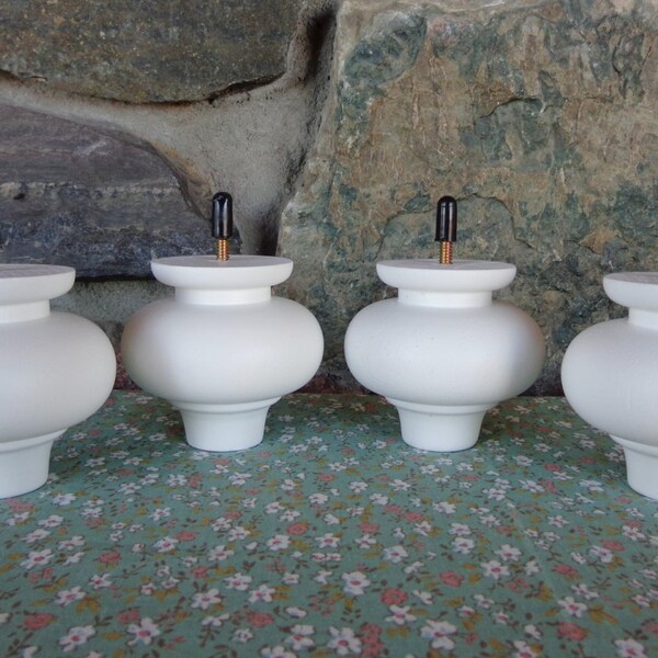 Set of 4 New Primed White Wood Bun Furniture Sofa Chair Feet Legs 3" tall 3" diameter