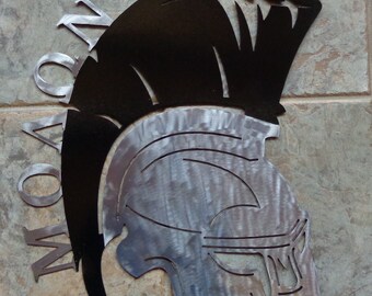 Molon Labe Spartan Helmet Plasma Cut Metal Wall Art 24" T 20" W Natural Steel #