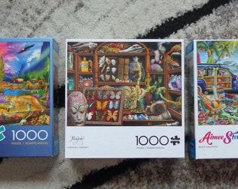 Lot of 3 Pre-Owned Buffalo Games 1000 Piece Jigsaw Puzzles Complete