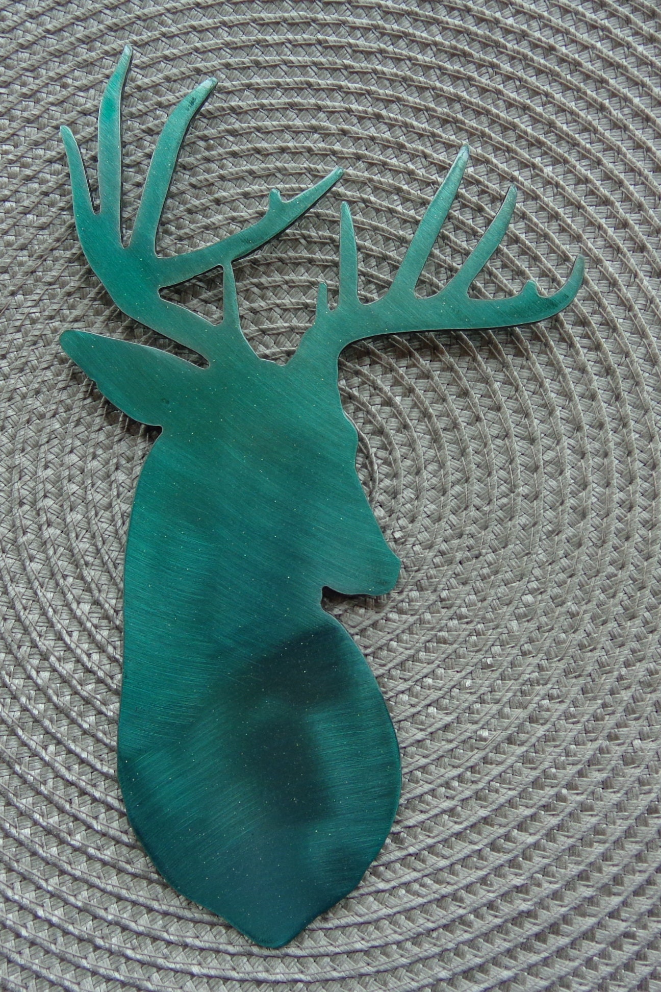 One Small Buck Deer Head Plasma Cut Metal Wall Art 8" Tall Sawtooth Hanger 