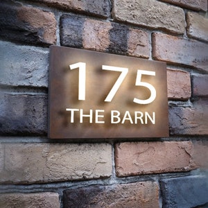 Modern Metal Backlit House Numbers: Custom LED Address Sign