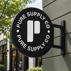 Custom Steel Blade Sign, Weatherproof Round Storefront Sign