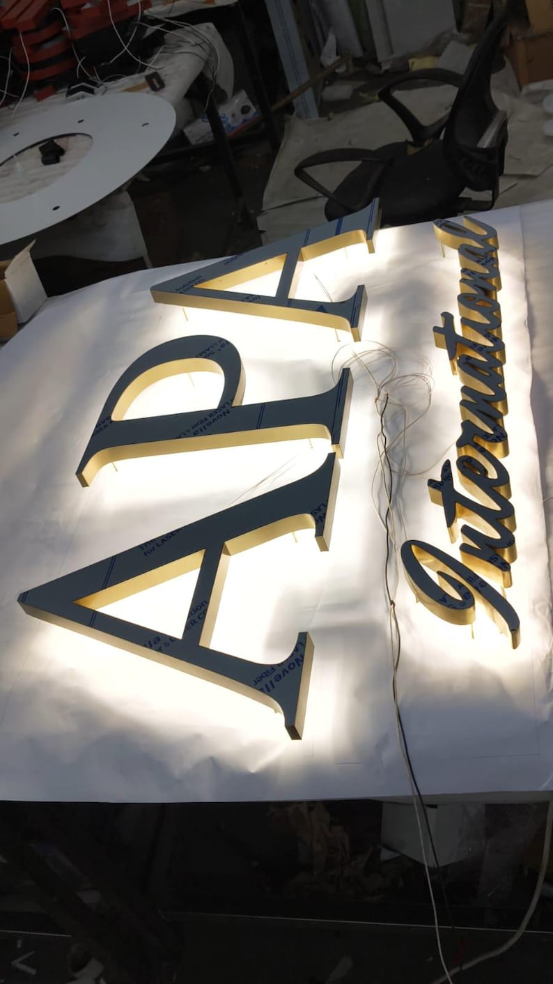 3D Backlit Metal Business Sign: Custom LED Logo, Office Decor - Etsy