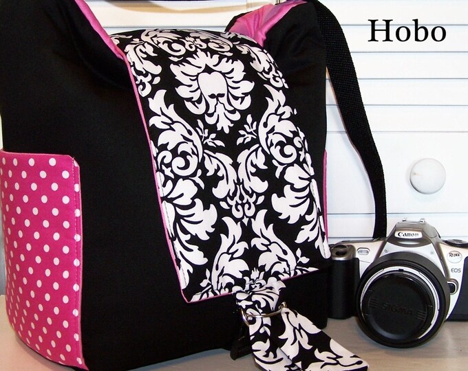 CUSTOM Cute Digital SLR HOBO Camera Bag Med Size Lil Jane Pink and