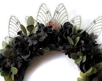 Mixed Flower Faerie Headpiece / Headband / Fairy Crown Black