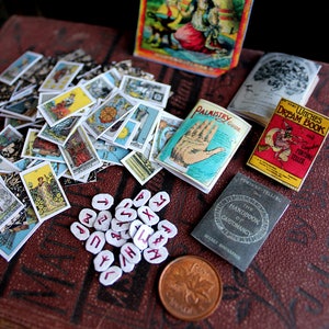 Fortunes Told Digital Collage Sheet PDF Download Miniature Tarot Tea Reading Phrenology Palmistry Magazines Runes image 1