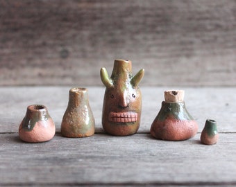 Miniature Fairy Potion Pots / Clay Goblin Poison Pots - Set No. 1