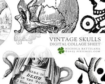 Vintage Skulls Downloadable PDF Collage Sheet