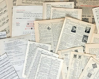 AUTHENTIC VINTAGE Book Pages Grab Bag Paper EPHEMERA Mixed Scrap Pack Junk Journal Kit Scrapbooking Collage 25+ pieces