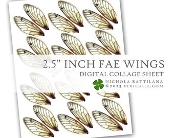 2.5" Inch Fae Wings Digital Download Collage Sheet PDF Faerie Fairy