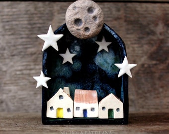 Starry Night Little Clay Niche Shrine No. 4