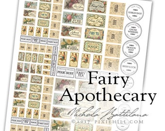 Fairy apotheker fles label digitale collage blad PDF downloaden