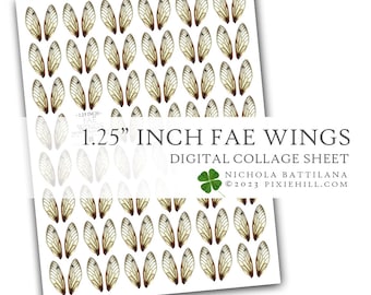 1.25 Inch Fae Wings Digital Download Collage Sheet PDF Faerie Fairy