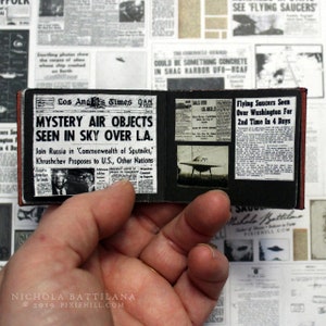 UFO/Flying Saucer SCRAPS Digital Collage Sheet PDF Download miniature newspaper scraps, pictures and more