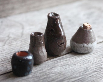 Miniature Fairy Potion Pots / Clay Goblin Poison Pots - Set No. 2