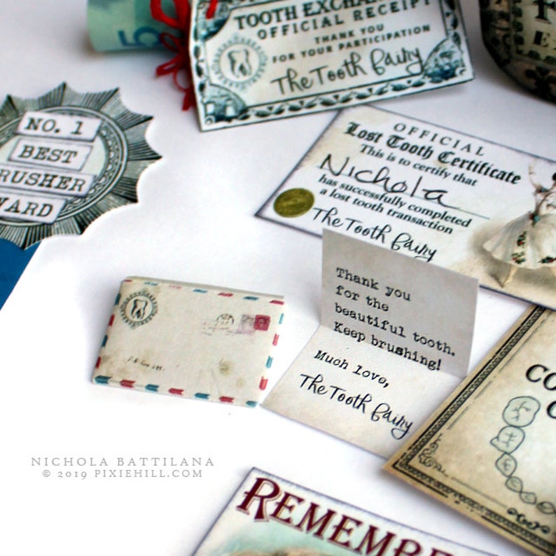 Miniature Tooth Fairy Letter Exchange Kit PDF Collage Sheet Etsy
