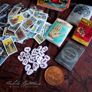 Fortunes Told Digital Collage Sheet PDF Download Miniature Tarot Tea Reading Phrenology Palmistry Magazines Runes image 4