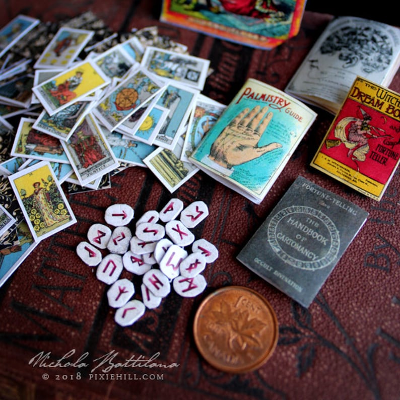 Fortunes Told Digital Collage Sheet PDF Download Miniature Tarot Tea Reading Phrenology Palmistry Magazines Runes image 4