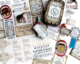 Miniature Tooth Fairy Letter Kit: Vintage Printable Collage Sheet (PDF)