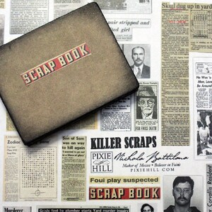 KILLER SCRAPS Digital Collage Sheet PDF Download miniature newspaper scraps, pictures and more image 4