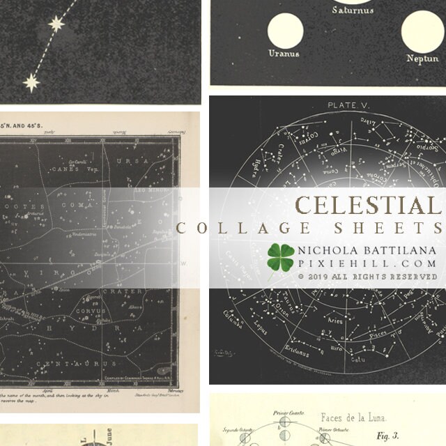 3 Pages Celestial Moon and Star Astronomy Multi-page Downloadable PDF ...