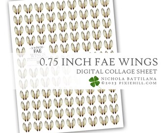 0.75 Inch Fae Wings Digital Download Collage Sheet PDF Faerie Fairy