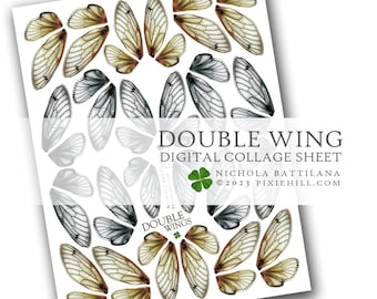 Double Wings Digital Download Collage Sheet PDF Faerie Fairy