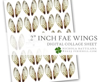 2" Inch Fae Wings Digital Download Collage Sheet PDF Faerie Fairy