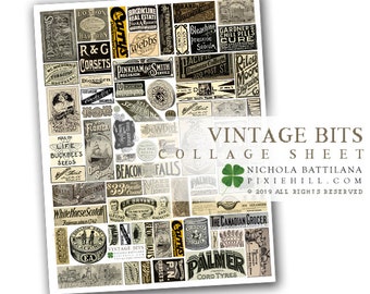 Vintage Bits - PDF collage sheet download