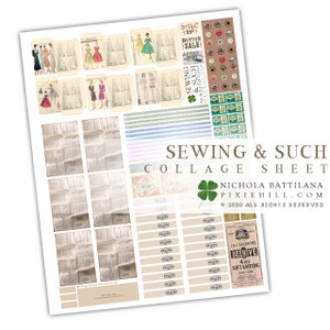Sewing & Such Digital Collage Sheet PDF Download Miniatur Kurzwaren, Kurzwaren, Miniaturen nähen und stricken