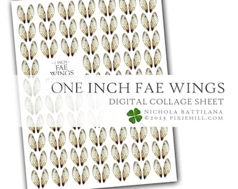 One Inch Fae Wings Digital Download Collage Sheet PDF Faerie Fairy
