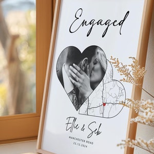 Presentes de noivado personalizados para casais, impressão de mapa personalizado, impressão de mapa de noivado, impressão de noivado personalizada