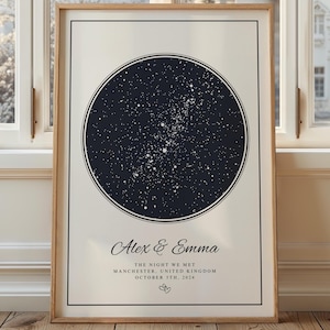 Impresión personalizada de mapas de estrellas, regalo de mapa de estrellas de la noche que conocimos, regalo de boda de aniversario