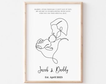 Custom Father's Day Gift, Me and Dad Print, Personalised Line Art